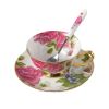 Coffee Cup Set Cup Saucer Spoon Porcelain Teacups Ceramic Mugs Coffee Mug 6.8OZ