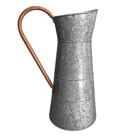 Farmhouse Style Galvanized Metal Jug with Handle, Gray