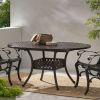 Outdoor Expandable Aluminum Dining Table, Hammered Bronze Finish