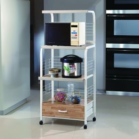 1pc White Kitchen Cart Open Shelves Metal Frame