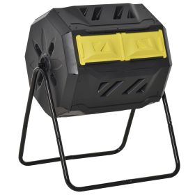 Tumbling Compost Bin Outdoor 360ï¿½ï¿½ Dual Chamber Rotating Composter 43 Gallon, Yellow