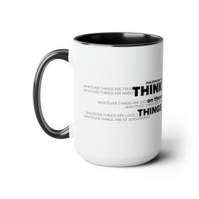 Accent Ceramic Coffee Mug 15oz - Think On These Things Black Illustration