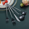 ReaNea Black Silverware Set 40 Pieces, Stainless Steel Flatware Set, Titanium Black Plating Cutlery Set Utensil Sets Service for 8