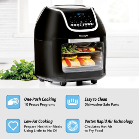 PowerXL Air Fryer Pro Plus 10 Quart Capacity;  Black;  1700 Watts