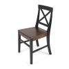 Roshan Farmhouse Acacia Wood Dining Chairs, Black / Walnut