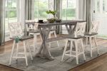 Rustic Look Distressed Gray Finish 1pc Counter Height Dining Table Solid Rubberwood Kitchen Dining Furniture