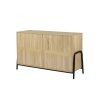 Sideboard Open Door Cabinet with Three Shelves Storage for Kitchen & Dining Storage