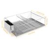 Dish Drying Rack Stainless Steel Dish Rack w/ Drainboard Cutlery Holder Kitchen Dish Organizer