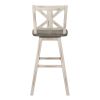 Pub Height Chairs Set of 2, Distressed Gray and White 360-degree Swivel Chair Solid Rubberwood Furniture, X-Back Bar Chairs