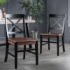 Roshan Farmhouse Acacia Wood Dining Chairs, Black / Walnut