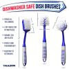 Blue Dish Brush Set of 3 with Bottle Water Brush Scrub Brush and Scrubber Brush for Kitchen Ergonomic Non Slip Long Handle