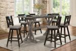 Rustic Look Distressed Gray Finish 1pc Counter Height Dining Table Solid Rubberwood Kitchen Dining Furniture