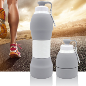 Silicone folding water bottle (Color: Grey)