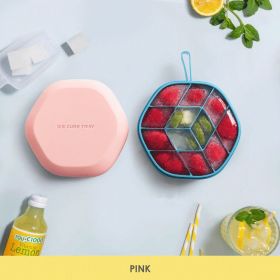 Beehive - Mini Silicone Ice Cube Tray With Lid (Color: Pink)