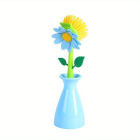 1pc; Cleaning Brush; Washing Pot Brush; MultiFunctional Cleaning Brush; Hand-held Cleaning Brush; Dish Washing Brush; Sink Stove Cleaning Brush; Kitch (Color: Blue)