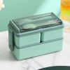 Portable Hermetic Grid Lunch Box School Children Student Bento Box With Fork Spoon Leakproof Microwavable Prevent Odor School