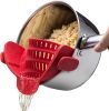 Kitchen Snap N Strain Pot Strainer and Pasta Strainer - Adjustable Silicone Clip On Strainer for Pots, Pans, and Bowls - Gray