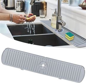 Kitchen Sink Splash Guard Plus Size Silicone Sink Faucet Drying Mat (Color: gray, size: M)