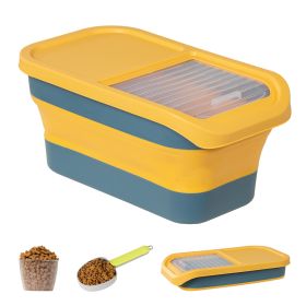 10-13Lbs Dog Food Storage Container,Scoop and Measuring Cup, Folding Pet Food Container with Lids, Pet Food Storage Containers Dry Food for Dog, Cats (Color: Yellow)