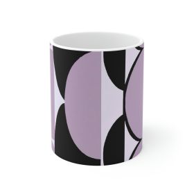 Decorative Ceramic Coffee Mug 15oz, Geometric Lavender And Black Pattern (size: 11oz)