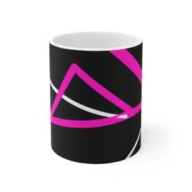 Decorative Ceramic Coffee Mug 15oz, Black And Pink Geometric Pattern (size: 11oz)