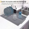 1pc Silicone Draining Board Mat, Folding Draining Mat, Large Drain Pad, Eco-Friendly Drainer Mat Heat Resistant Pot Mat Dishwasher Safe Trivet Mat, Ki