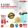 5 Core Popcorn Machine 16 Cup Capacity Hot Air Popper Mini Portable Tabletop Electric Pop Corn Maker Maquina Para Hacer Palomitas De Maiz For Home Mov